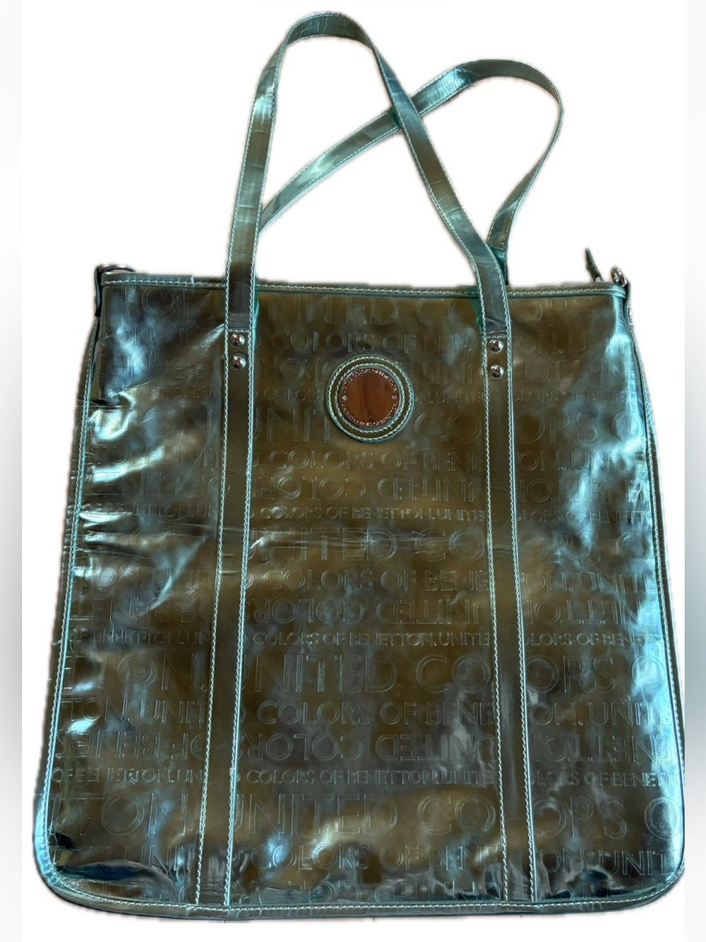 United Colors Of Benetton Metallic Teal Shoulder Tote